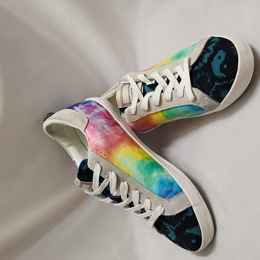 Kurt Geiger Lexi Eagle Rainbow Tie-Dye Sneakers (W Size 38.5)
